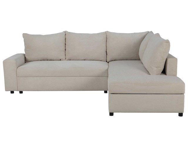 Hoekbank castel - met opbergruimte - wit ribfluweel - afbeelding 6 van  7
