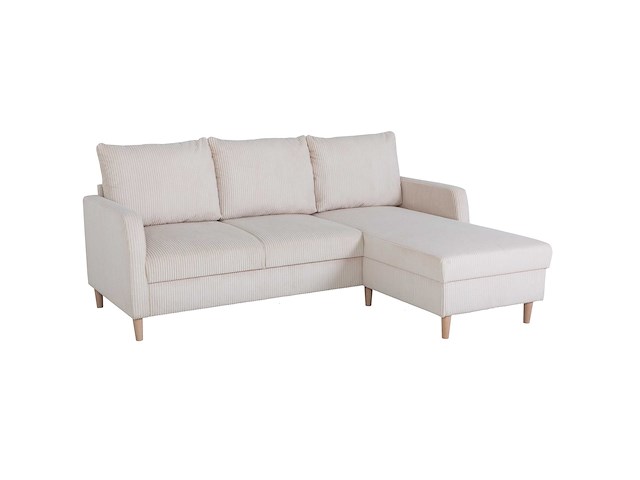 Hoekbank chip - 192x137x82cm - beige ribfluweel - afbeelding 2 van  7