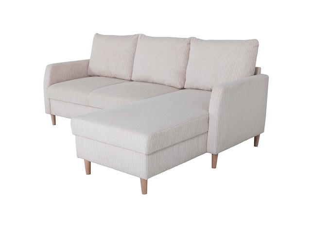 Hoekbank chip - 192x137x82cm - beige ribfluweel - afbeelding 4 van  7