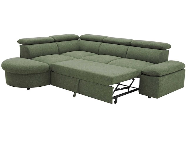 Hoekbank firenze - met bedfunctie - olijfgroene stof - afbeelding 5 van  6