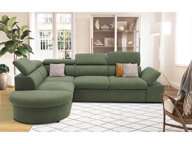 Hoekbank firenze - met bedfunctie - olijfgroene stof - afbeelding 6 van  6