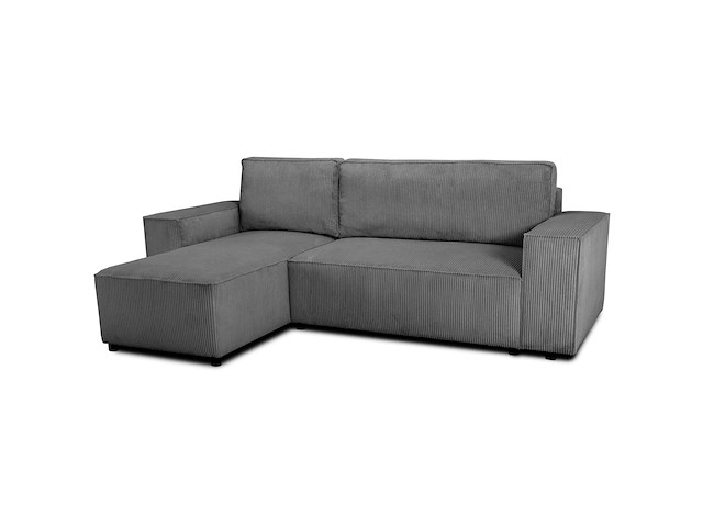Hoekbank josh - met opbergruimte - antraciet ribfluweel - afbeelding 2 van  7