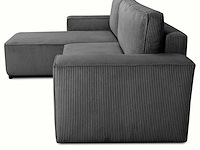 Hoekbank josh - met opbergruimte - antraciet ribfluweel - afbeelding 6 van  7