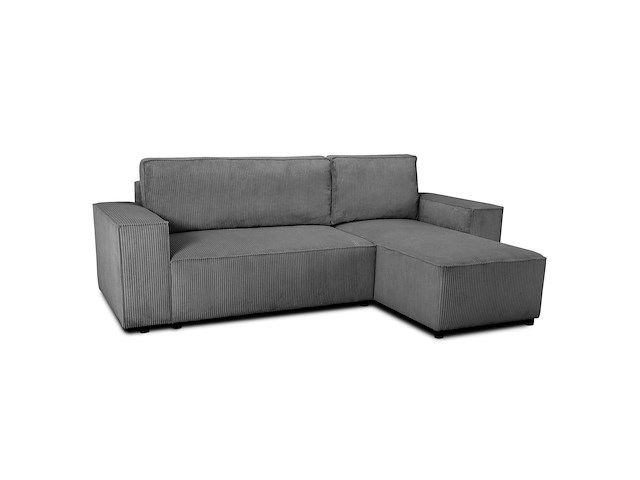 Hoekbank josh - met opbergruimte - antraciet ribfluweel - afbeelding 2 van  7
