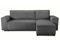 Hoekbank josh - met opbergruimte - antraciet ribfluweel - afbeelding 5 van  7