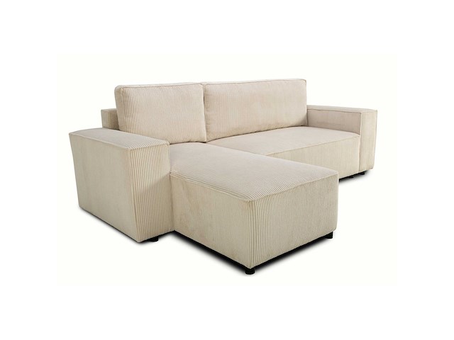 Hoekbank josh - met opbergruimte - beige ribfluweel - afbeelding 1 van  7