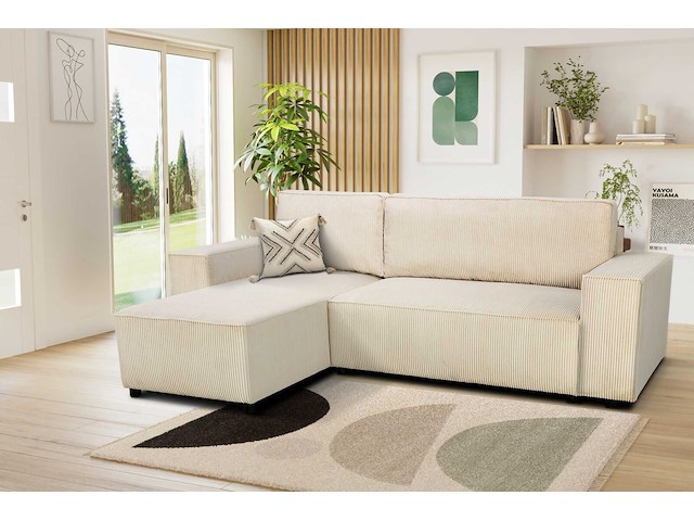 Hoekbank josh - met opbergruimte - beige ribfluweel - afbeelding 7 van  7