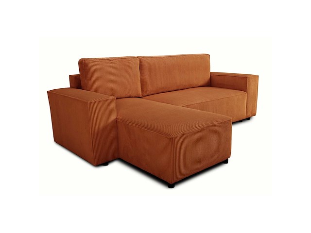 Hoekbank josh - met opbergruimte - terracotta ribfluweel - afbeelding 1 van  7