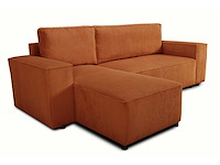 Hoekbank josh - met opbergruimte - terracotta ribfluweel