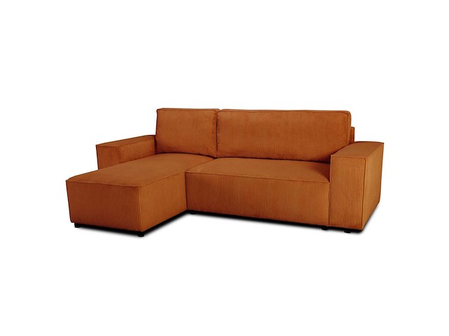 Hoekbank josh - met opbergruimte - terracotta ribfluweel - afbeelding 2 van  7