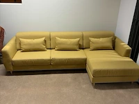 Hoekbank okergeel 4-zitter met lounge 270x150 cm