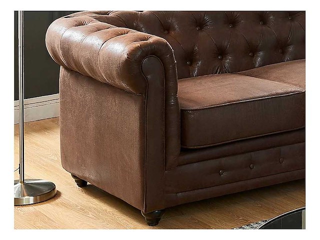 Hoekbank van verouderd leren microvezel - afbeelding 3 van  4