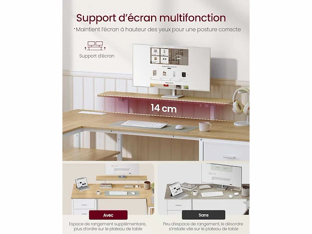 Hoekbureau, usb-aansluitingen, 4 lades - afbeelding 6 van  6