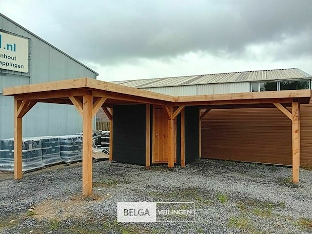 Hoekoverkapping met berging afm 1000x800x257cm - afbeelding 1 van  9