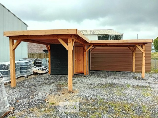Hoekoverkapping met berging afm 1000x800x257cm - afbeelding 3 van  9
