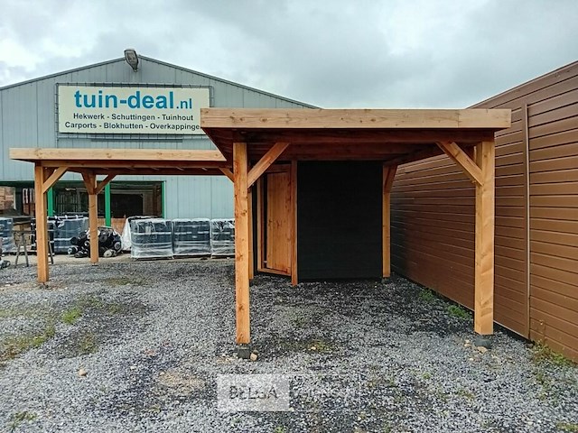 Hoekoverkapping met berging afm 1000x800x257cm - afbeelding 4 van  9