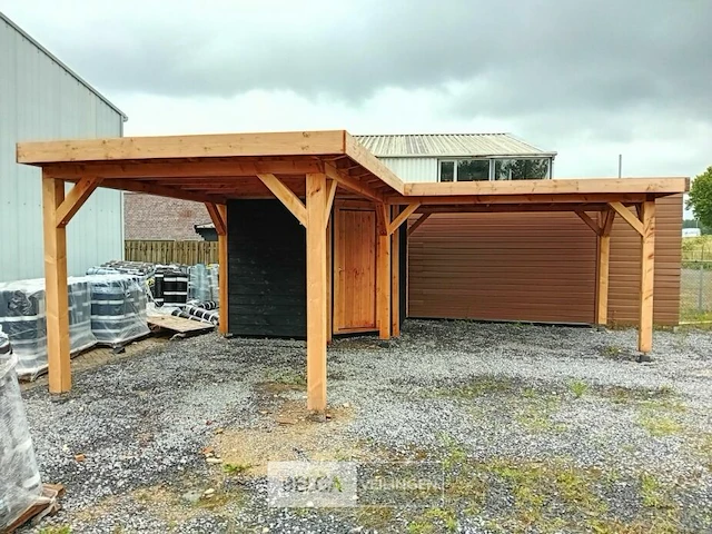 Hoekoverkapping met berging afm 1000x800x257cm - afbeelding 3 van  9