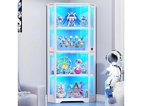 Hoekvitrine met glazen deuren, verlichte vitrine 165 cm - afbeelding 1 van  6