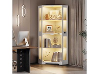 Hoekvitrine met glazen deuren, verlichte vitrine 165 cm - afbeelding 4 van  6