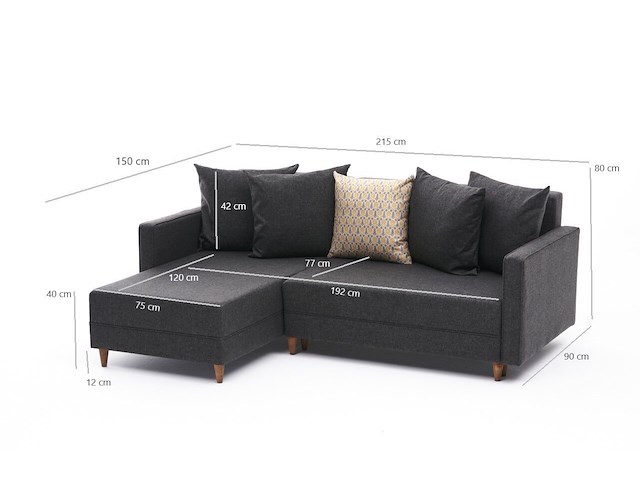 Hoekzetel balcab home | 215 x 150 x 80 cm | antraciet - afbeelding 3 van  7