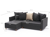 Hoekzetel balcab home | 215 x 150 x 80 cm | antraciet - afbeelding 3 van  7