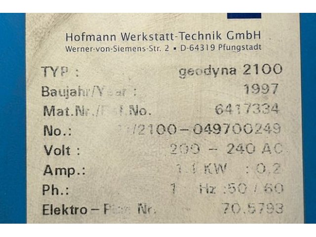 Hofman geodyna 2100 balanceertoestel - afbeelding 2 van  10