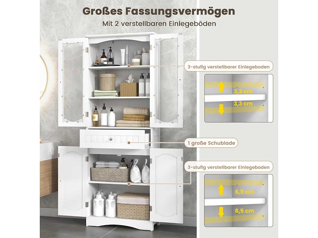 Hoge badkamerkast - wit - afbeelding 2 van  6