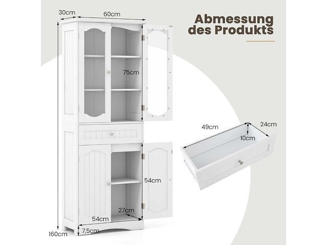 Hoge badkamerkast - wit - afbeelding 3 van  6