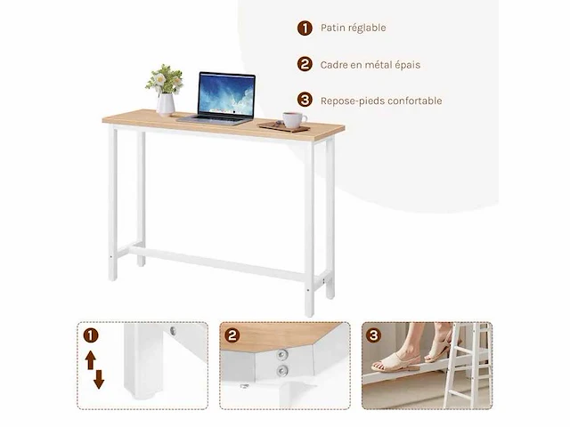 Hoge bartafel, eettafel met metalen constructie - afbeelding 3 van  4