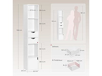 Hoge boekenkast, verticale boekenkast met 3 compartimenten - afbeelding 2 van  7