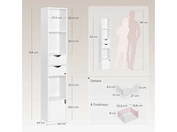 Hoge boekenkast, verticale boekenkast met 3 compartimenten - afbeelding 2 van  7