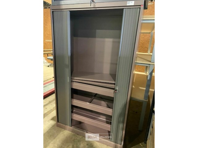 Hoge bureelkast met schuifdeuren, - afbeelding 2 van  2