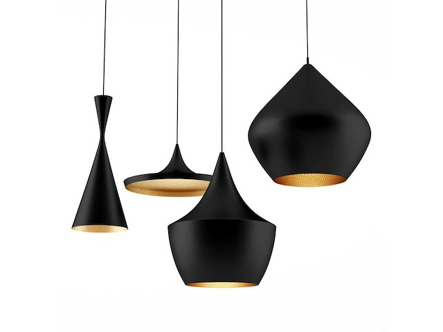 Hoge pendellamp - goudzwarte draad - afbeelding 3 van  4