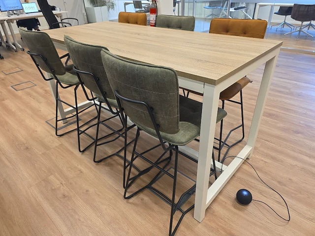 Hoge vergadertafel met 6 design barkrukken h&h - afbeelding 2 van  7