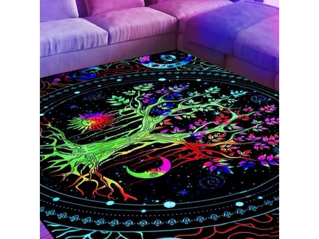 Holavida blacklight levensboom tapijt - afbeelding 2 van  3