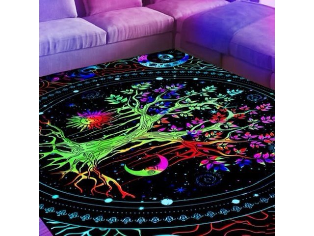 Holavida blacklight levensboom tapijt - afbeelding 2 van  3