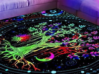 Holavida blacklight levensboom tapijt - afbeelding 2 van  3