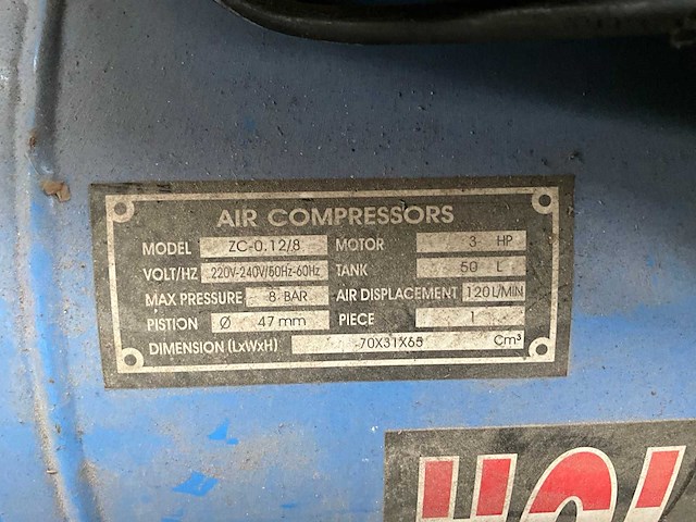 Hollandkraft zc 0.12/8 luchtcompressor - afbeelding 3 van  4