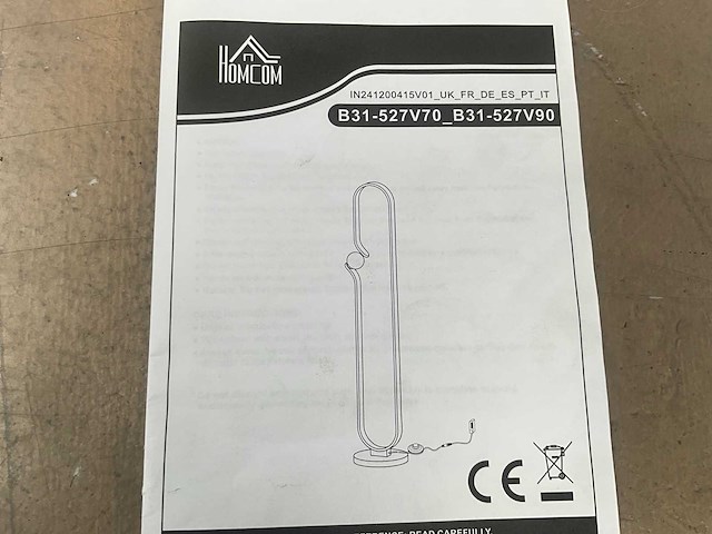 Homcom b31-527v90wt vloerlamp - afbeelding 1 van  9