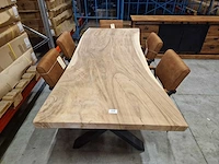 Home collection suar boomstamtafel meh 220 x 100cm blad dikte 6cm - afbeelding 3 van  5