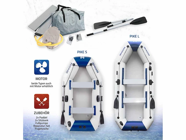 Home deluxe - opblaasbare boot pike large - materiaal: duurzaam pvc - afmetingen: l x w ca. 330 x 136 cm - voor maximaal 5 personen i tender, motorboot, roeiboot - afbeelding 6 van  6