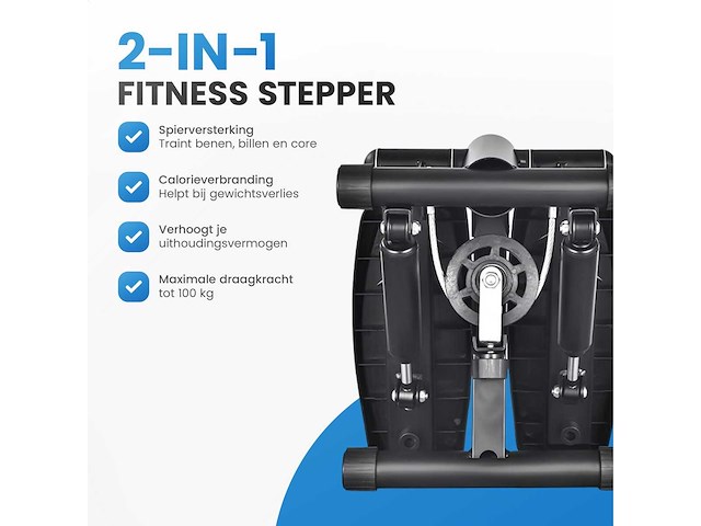 Homefit pro stepper – 2-in-1 fitness stepper met weerstandsbanden & lcd display – compact & stil – voor cardio en spiertraining thuis - afbeelding 3 van  9
