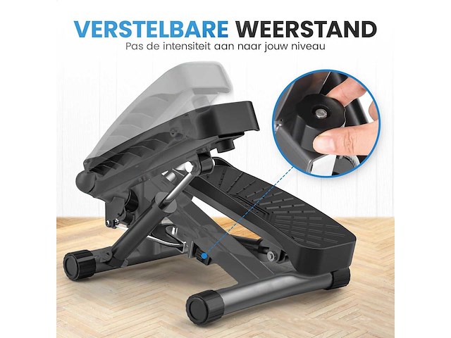 Homefit pro stepper – 2-in-1 fitness stepper met weerstandsbanden & lcd display – compact & stil – voor cardio en spiertraining thuis - afbeelding 6 van  9