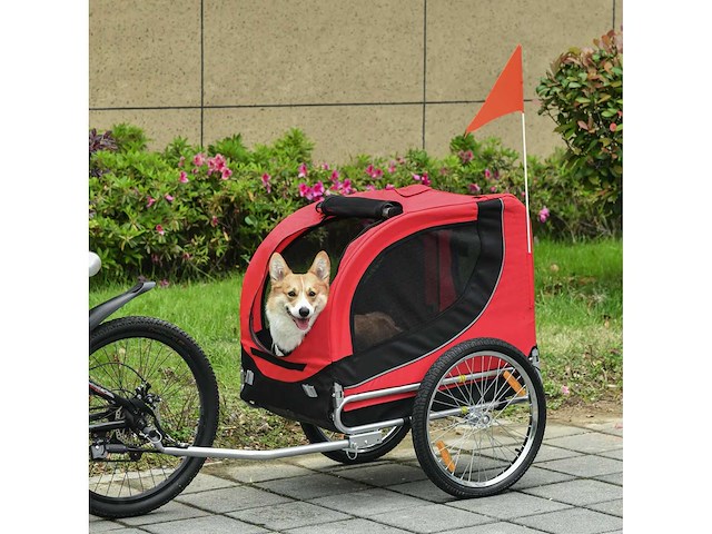 Honden-huisdier fietstrailer met 8 reflectoren - afbeelding 2 van  6