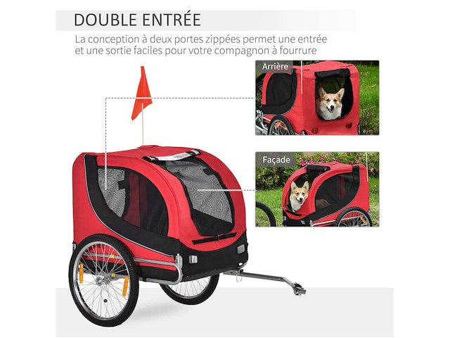 Honden-huisdier fietstrailer met 8 reflectoren - afbeelding 5 van  6