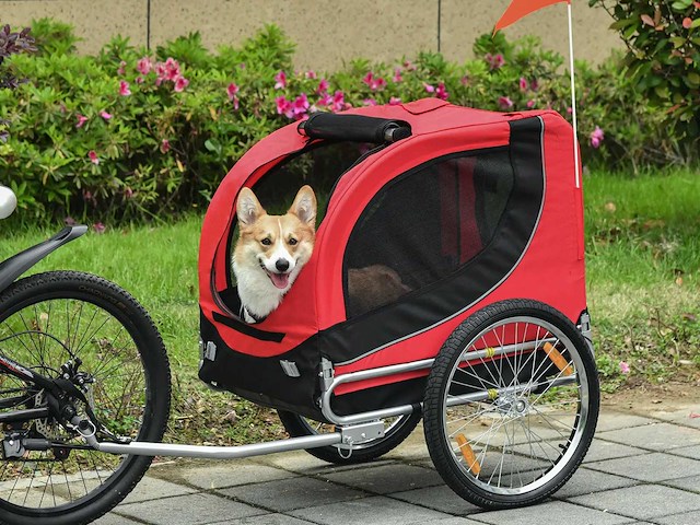 Honden-huisdier fietstrailer met 8 reflectoren - afbeelding 1 van  5