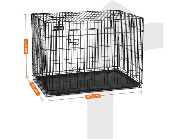 Hondenbench, 2 deuren, 107 x 70 x 77,5 cm - afbeelding 8 van  9