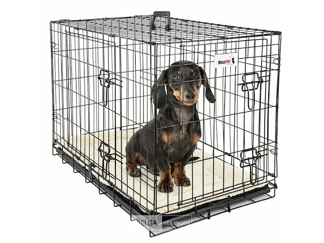 Hondenbench met plaid - zwart - 76 x 48 x 53cm - afbeelding 2 van  4