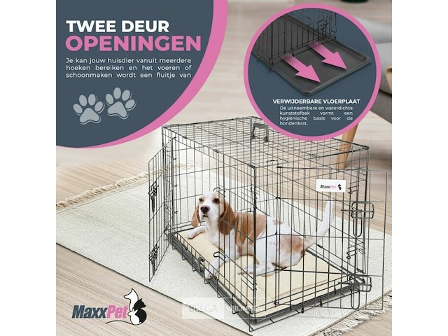 Hondenbench met plaid - zwart - incl. plaid - 91 x 57 x 64 cm - afbeelding 2 van  4