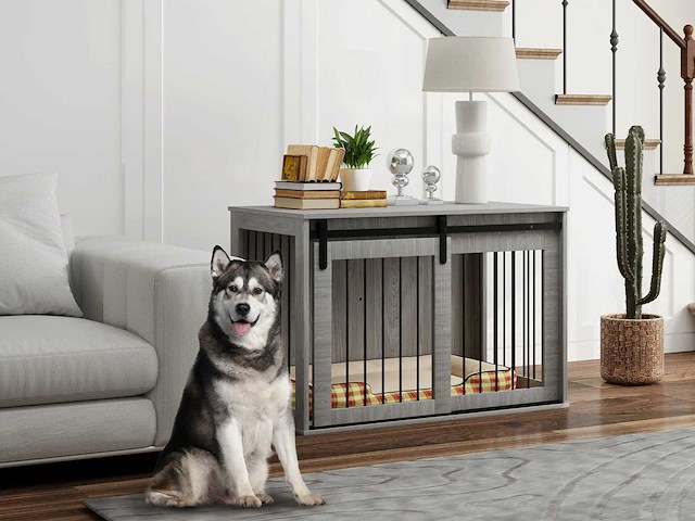 Hondenbench met schuifdeur, ventilatie, spaanplaat en staal - afbeelding 1 van  9